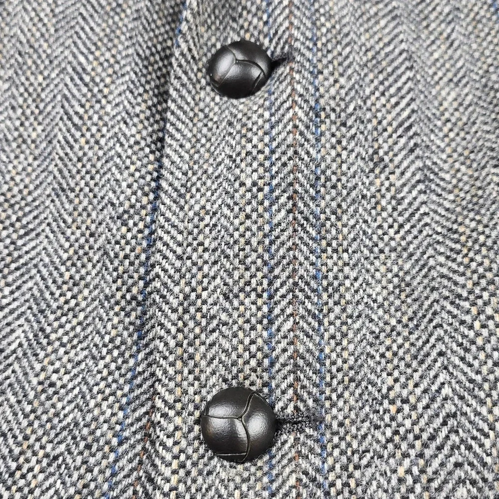 VTG Pendleton blazer mens 42 dark‎ gray tweed wool herringbone elbow patches USA